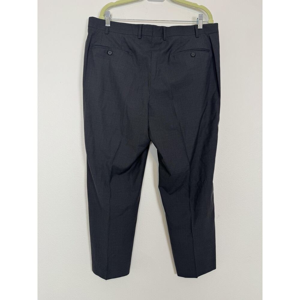Santorelli Pants Mens 38x29 Gray Check Dress Slacks 100% Virgin Wool Italy - Picture 3 of 11
